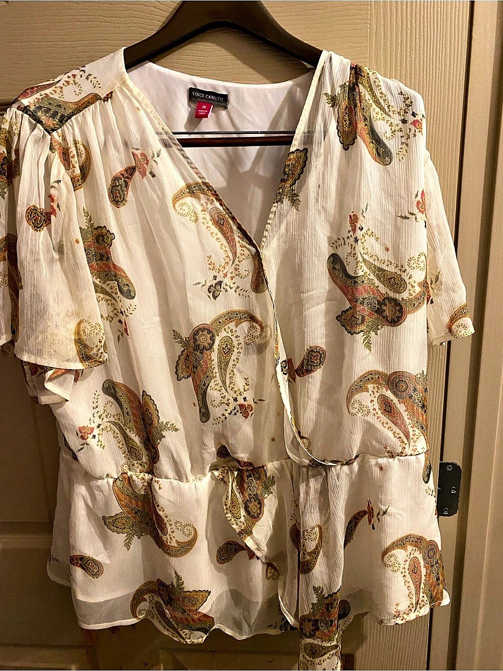 Vince Camuto Paisley Ruffle Mini Dress in White Size 2X